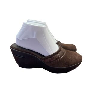 Cole Haan Shoes Womens 8.5 B NikeAir G-Series Mule Clog Brown Suede Wedge Casual